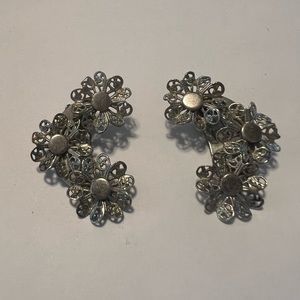 Mid century filigree flower earrings